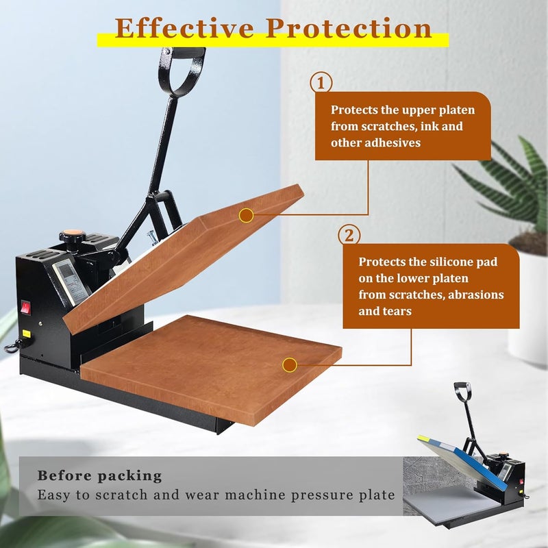 BSTSLL 2 Pcs Heat Press Platen Cover 15 x 15 Inch Teflon Sheets Protector Reusable Platen Wrap Cover for Sublimation Heat Pressing Machine Plate from Scratches, Residue - Image 5